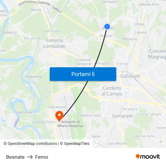 Besnate to Ferno map