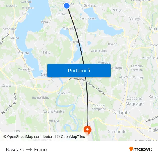 Besozzo to Ferno map