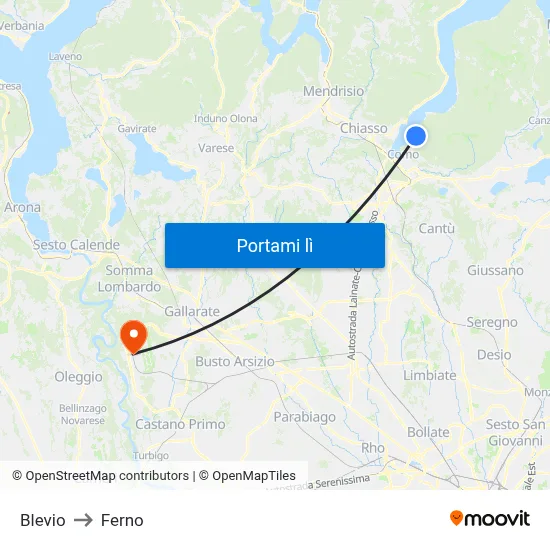 Blevio to Ferno map
