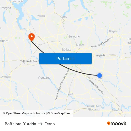 Boffalora D' Adda to Ferno map