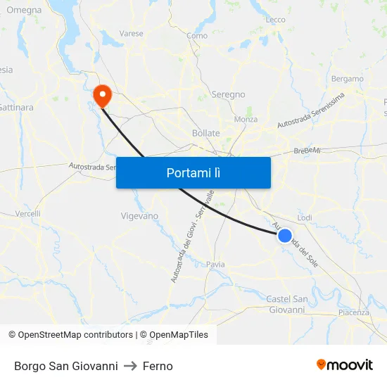 Borgo San Giovanni to Ferno map