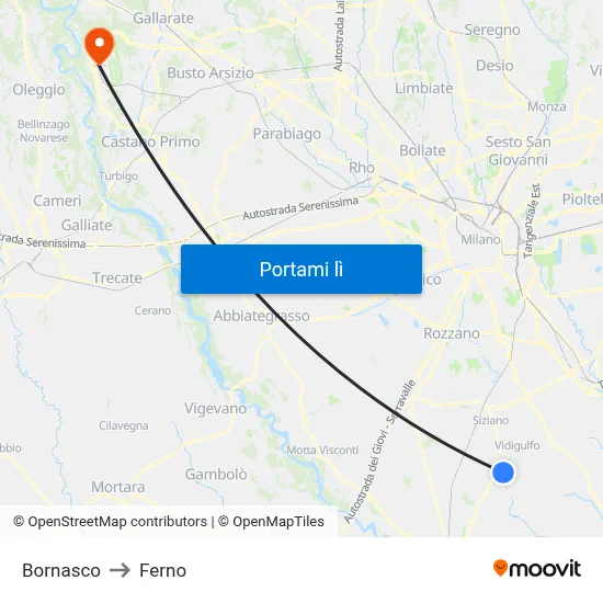 Bornasco to Ferno map
