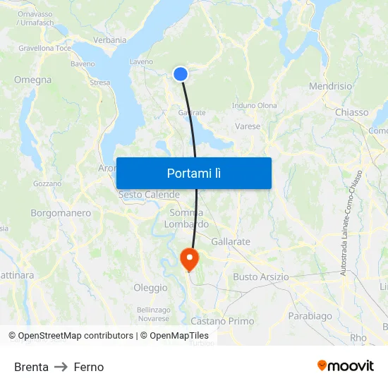 Brenta to Ferno map