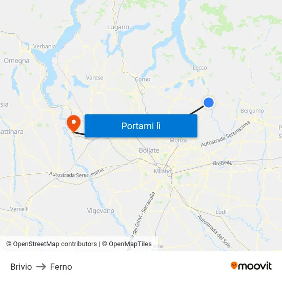 Brivio to Ferno map