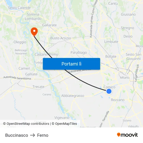 Buccinasco to Ferno map