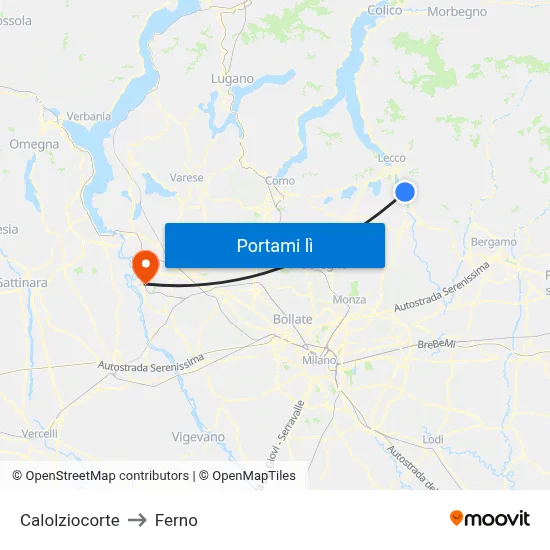 Calolziocorte to Ferno map
