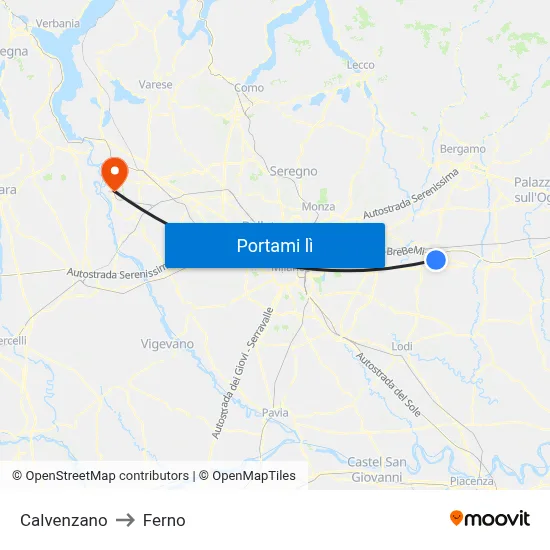 Calvenzano to Ferno map