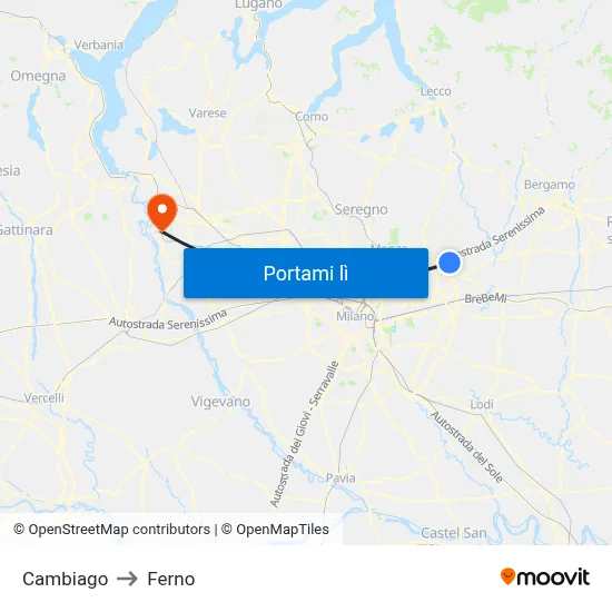 Cambiago to Ferno map