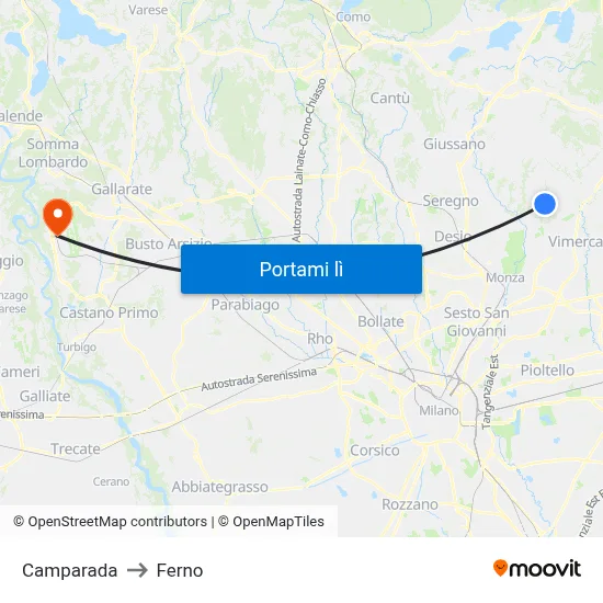 Camparada to Ferno map