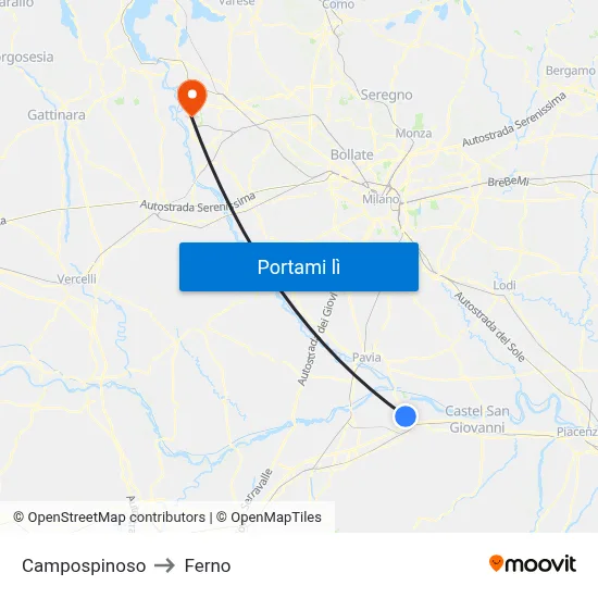 Campospinoso to Ferno map
