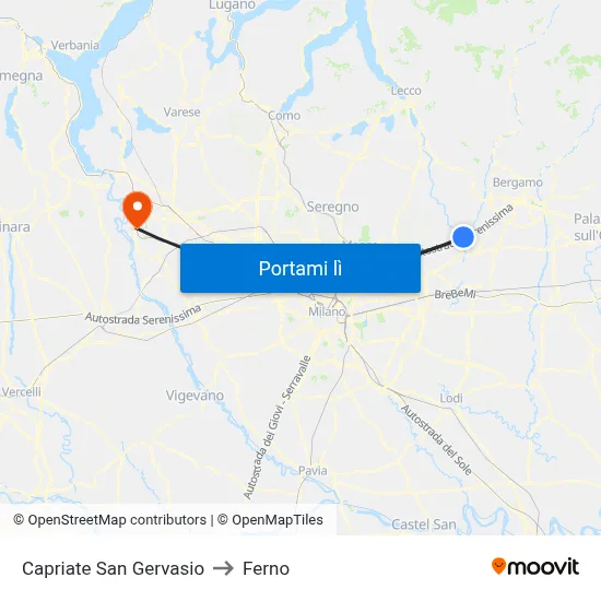 Capriate San Gervasio to Ferno map