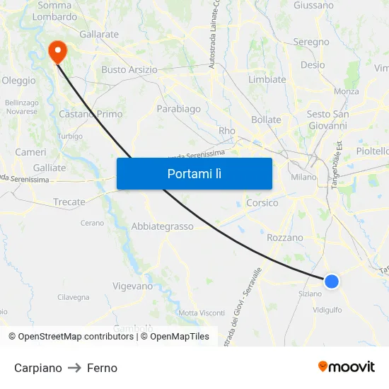 Carpiano to Ferno map