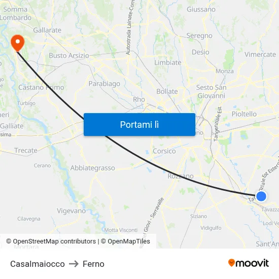 Casalmaiocco to Ferno map
