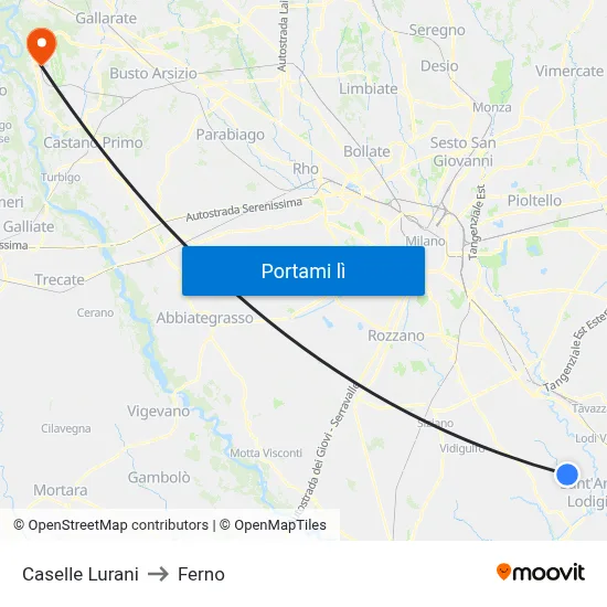 Caselle Lurani to Ferno map