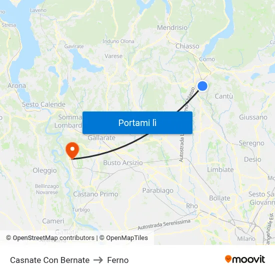 Casnate Con Bernate to Ferno map