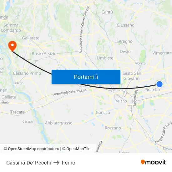 Cassina De' Pecchi to Ferno map