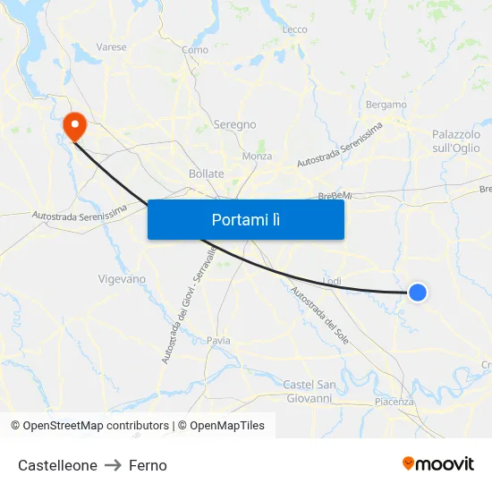 Castelleone to Ferno map