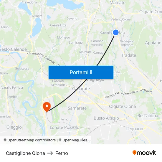 Castiglione Olona to Ferno map