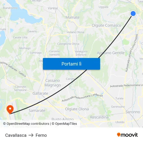 Cavallasca to Ferno map