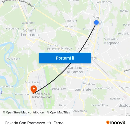Cavaria Con Premezzo to Ferno map