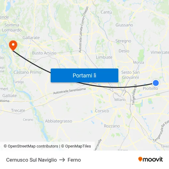 Cernusco Sul Naviglio to Ferno map