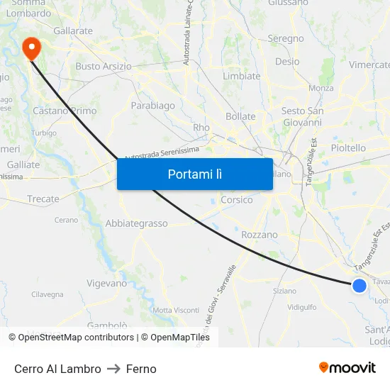 Cerro Al Lambro to Ferno map