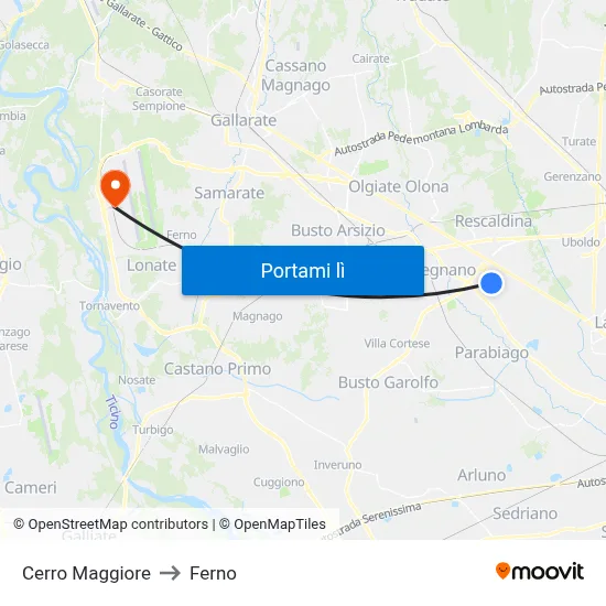 Cerro Maggiore to Ferno map