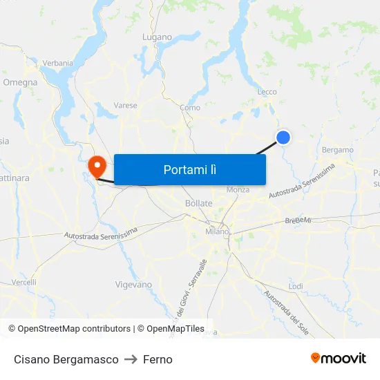 Cisano Bergamasco to Ferno map