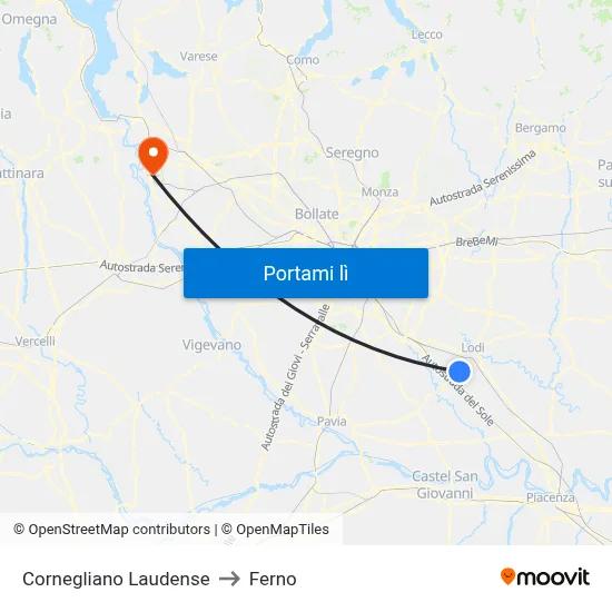 Cornegliano Laudense to Ferno map