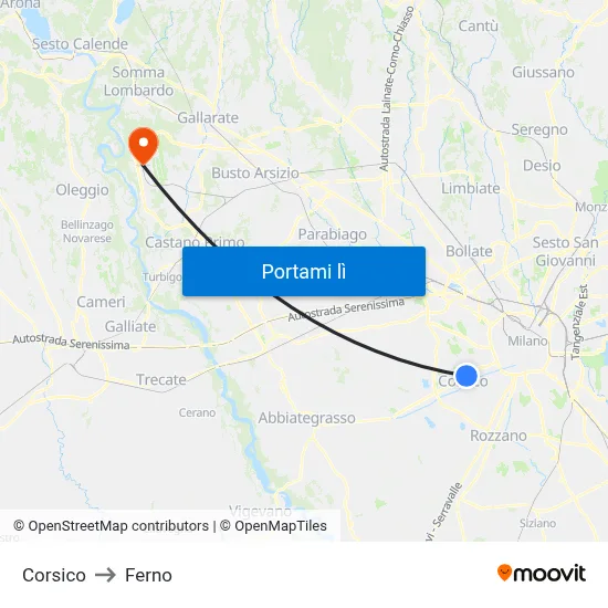 Corsico to Ferno map
