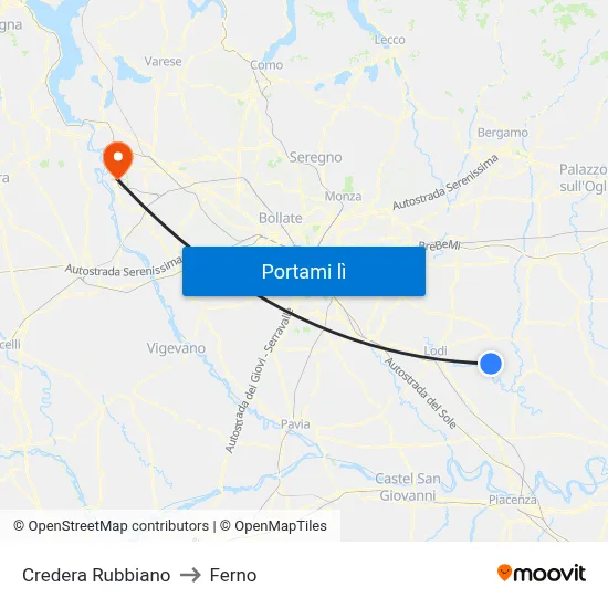 Credera Rubbiano to Ferno map