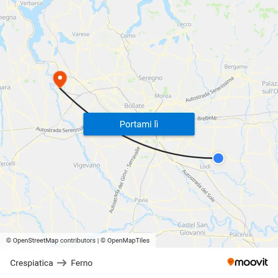 Crespiatica to Ferno map