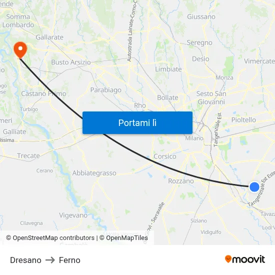 Dresano to Ferno map