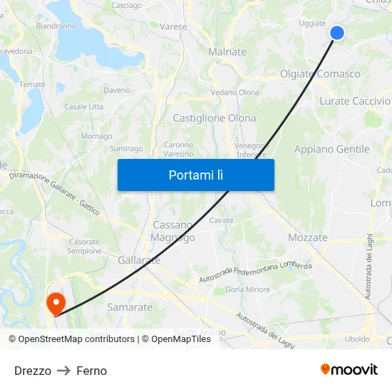 Drezzo to Ferno map