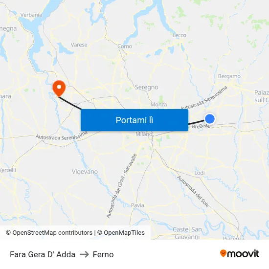Fara Gera D' Adda to Ferno map
