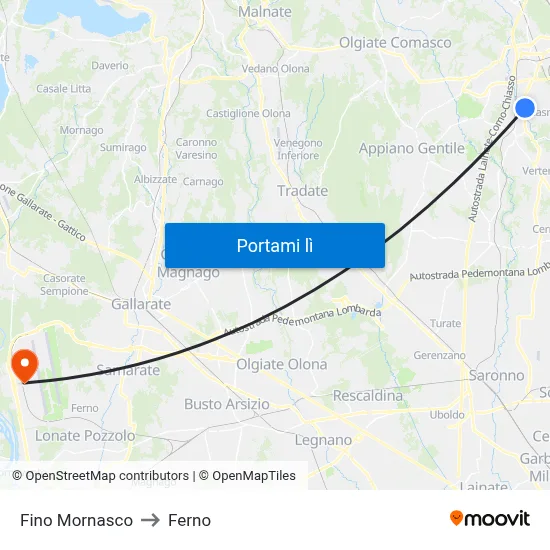 Fino Mornasco to Ferno map