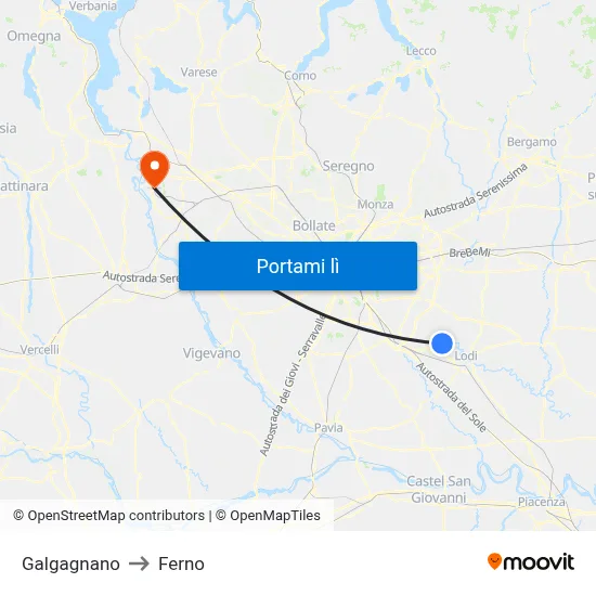 Galgagnano to Ferno map