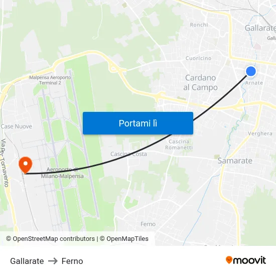 Gallarate to Ferno map