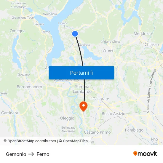 Gemonio to Ferno map