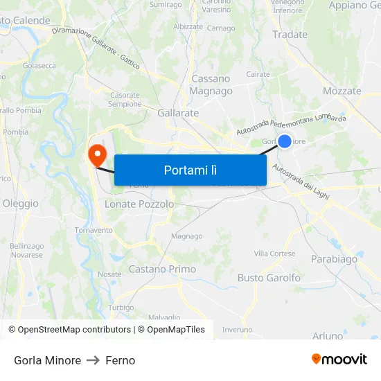 Gorla Minore to Ferno map
