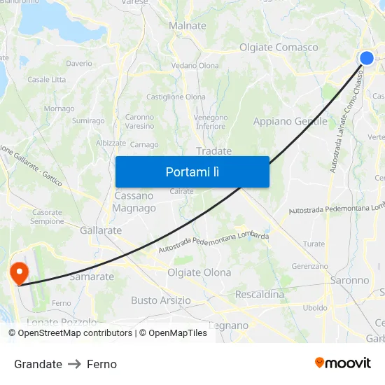 Grandate to Ferno map