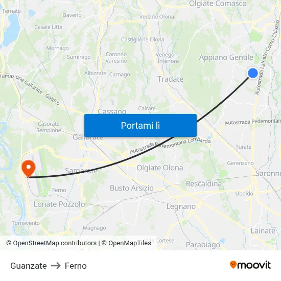 Guanzate to Ferno map