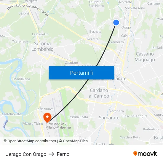 Jerago Con Orago to Ferno map