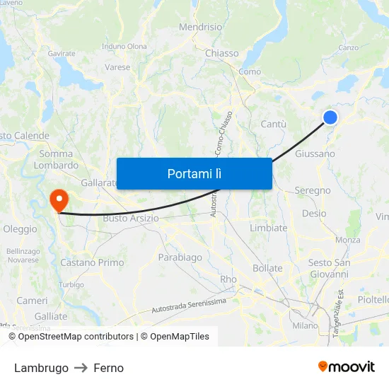 Lambrugo to Ferno map