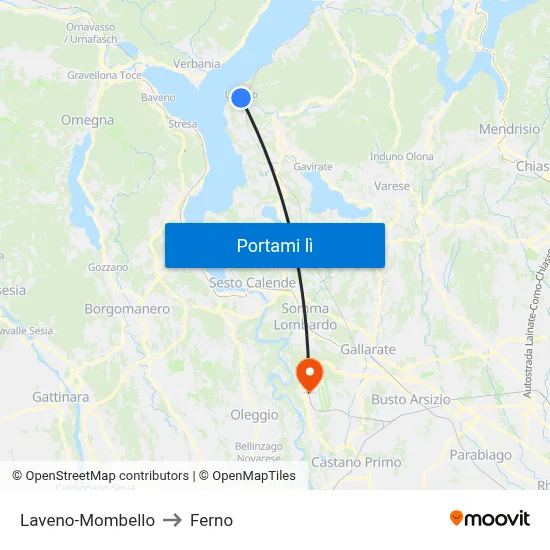 Laveno-Mombello to Ferno map