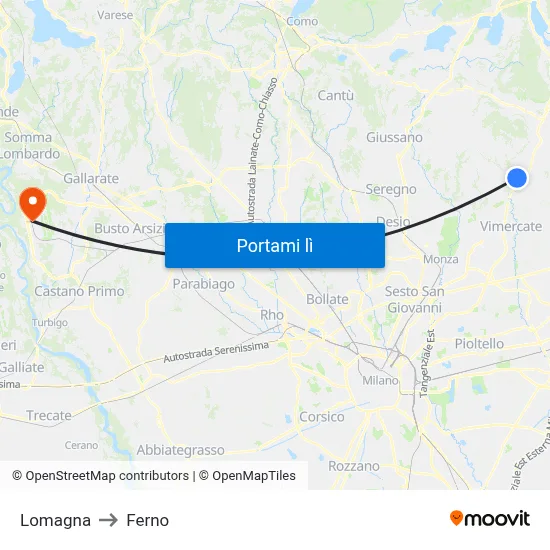 Lomagna to Ferno map
