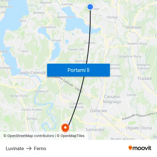 Luvinate to Ferno map