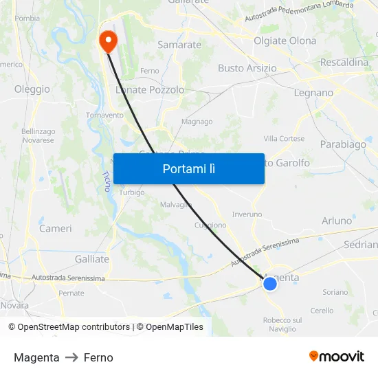 Magenta to Ferno map