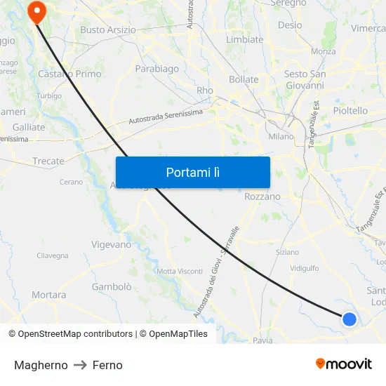 Magherno to Ferno map