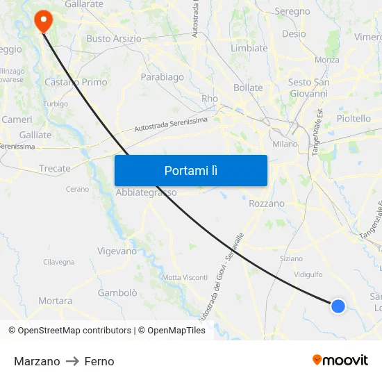 Marzano to Ferno map
